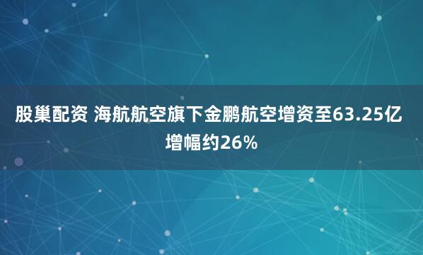 股巢配资 海航航空旗下金鹏航空增资至63.25亿 增幅约26%