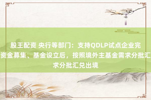 股王配资 央行等部门：支持QDLP试点企业完成境内资金募集、基金设立后，按照境外主基金需求分批汇兑出境