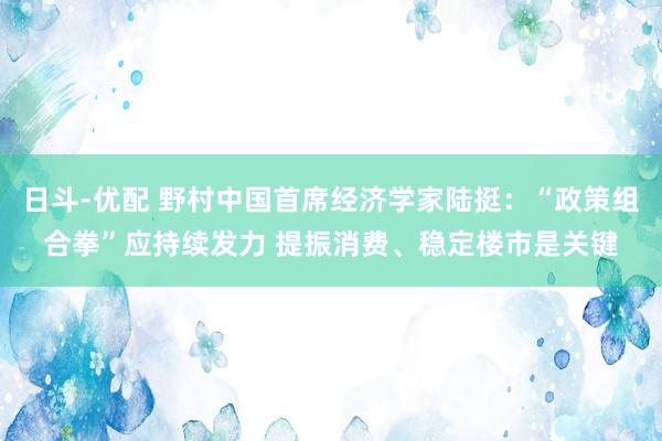 日斗-优配 野村中国首席经济学家陆挺：“政策组合拳”应持续发力 提振消费、稳定楼市是关键