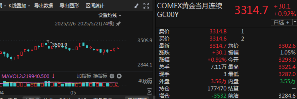 祥乾资产 COMEX黄金价格重新站上3300美元/盎司