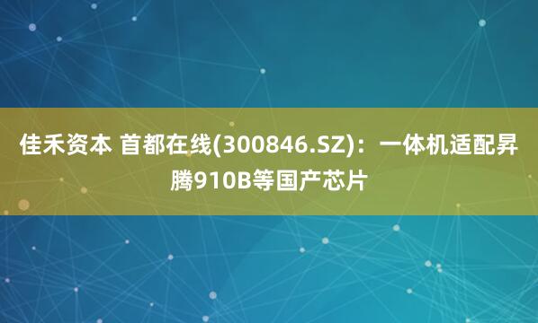 佳禾资本 首都在线(300846.SZ)：一体机适配昇腾910B等国产芯片